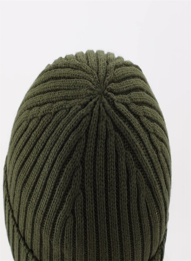 Connectyle Men's Basic Warm Winter Knit Hats Stretchy Fleece Lined Cuffed Beanie Watch Hat Army Green - Image 4
